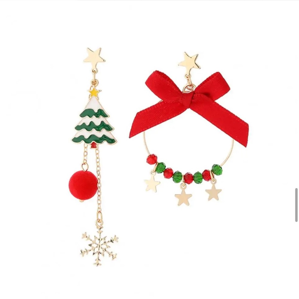 Christmas Earrings 1 Pair - Asymmetric Long Tassel Earrings
